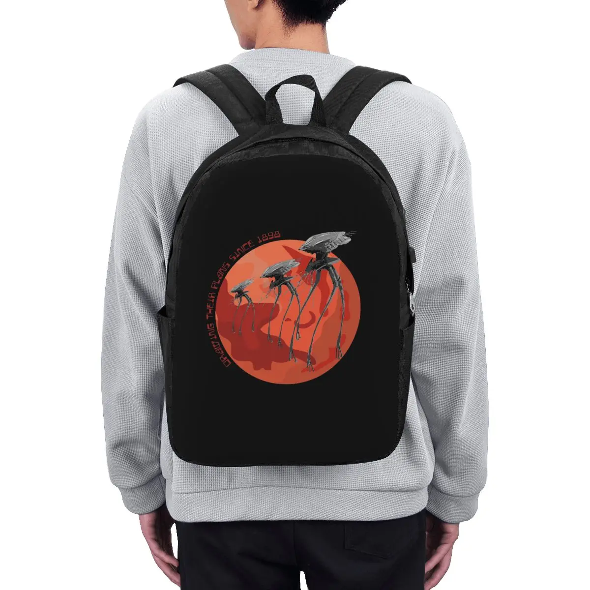 War Of The Worlds Drawing Their Plans Since 1898 Backpack Travel Notebook Bag Computer College Student School Bag Laptop