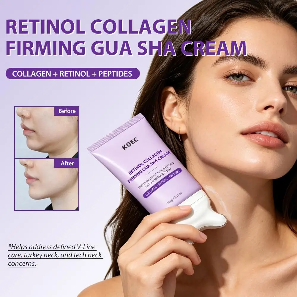 KOEC Retinol Collagenfirming Gua Sha Cream With Roller Retinol Collagen Lifting Cream PDRN Peptide Soothing Hydrating Smoothing view 4