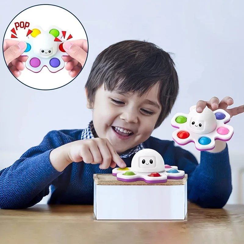 Giroscopio para la yema del dedo, burbuja antipresión, Fidget Spinne, juguete de prensa para cambiar la cara, música de burbujas de pulpo para la yema del dedo para niños