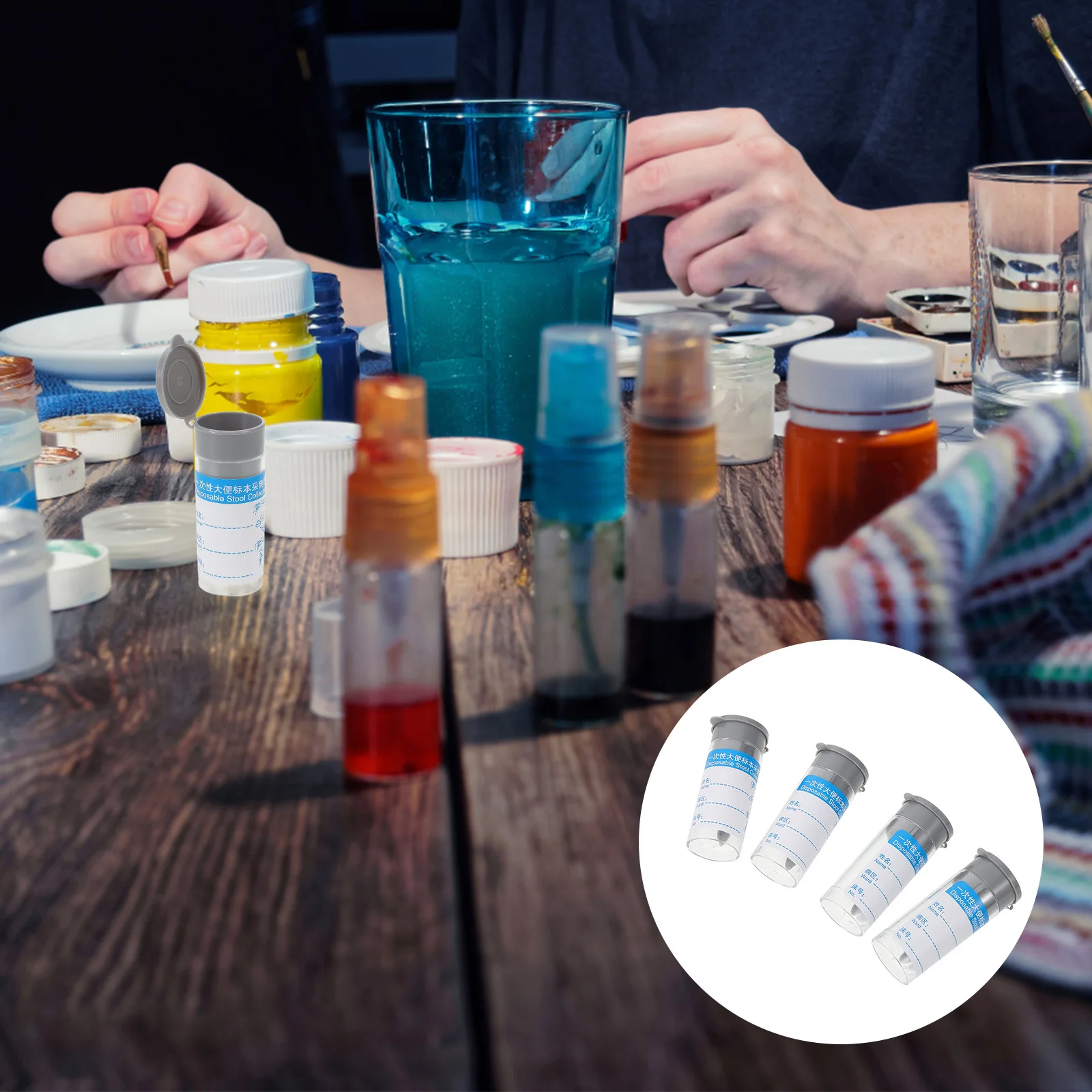 

10Pcs Stool Cup Sampling Containers PP Plastic with Lid Spoon Small Stool Sample Cups Accurate Measurement for Testing