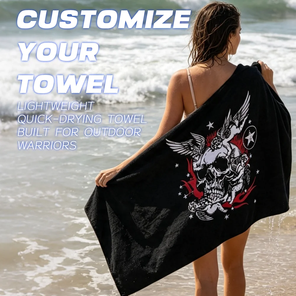 Custom Logo Text & Pattern Microfiber Travel Towel 16in Fast Absorbing Sports Towel With Storage Bag Personalized Outdoor Gift