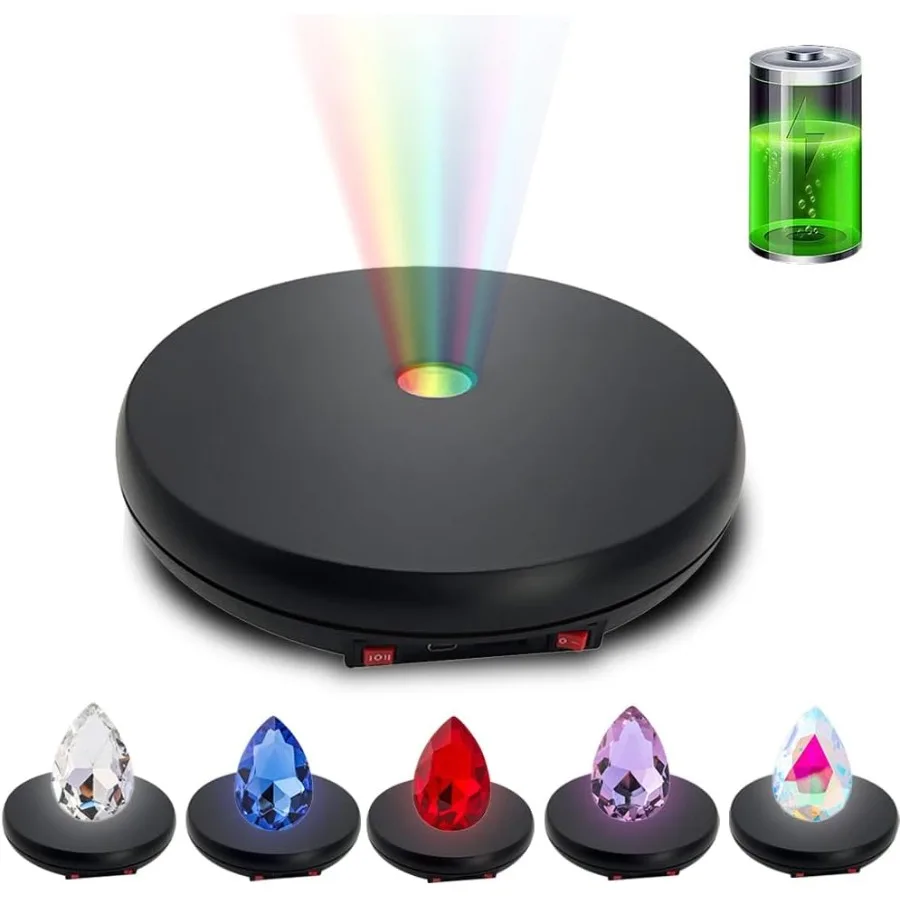 

JAYEGT Motorized Rotating Display Stand with LED Light 10 inch 55lbs Load 360 Degree Electronic Photography Turntable for Produ