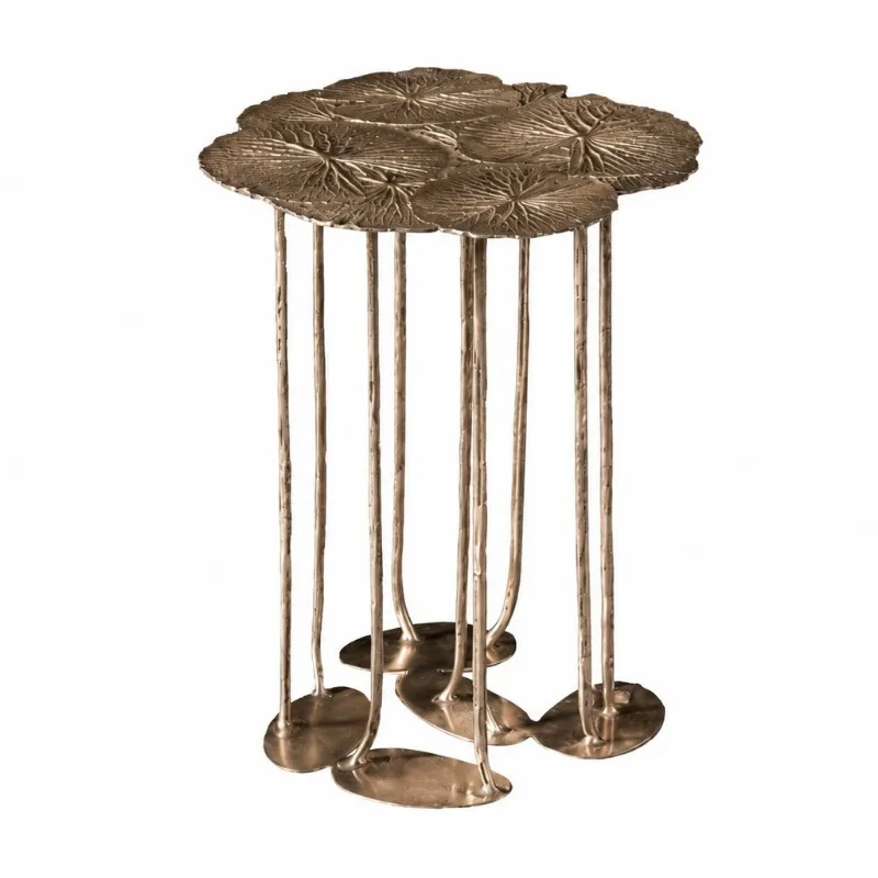 Italian light luxury filo special-shaped side table, creative design sofa in villa living room, high-end forged water lily