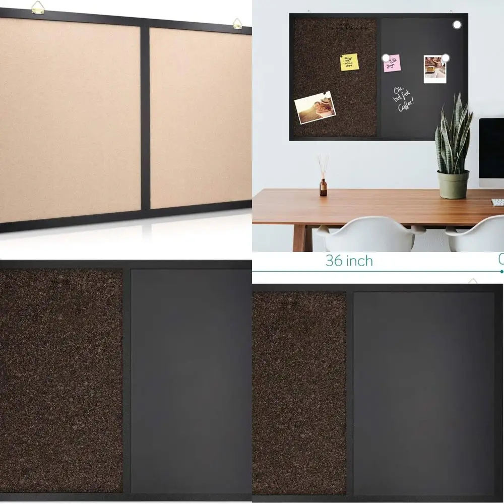 

Magnetic Chalkboard and Corkboard Combo, 24x36 inches, Framed, with Accessories