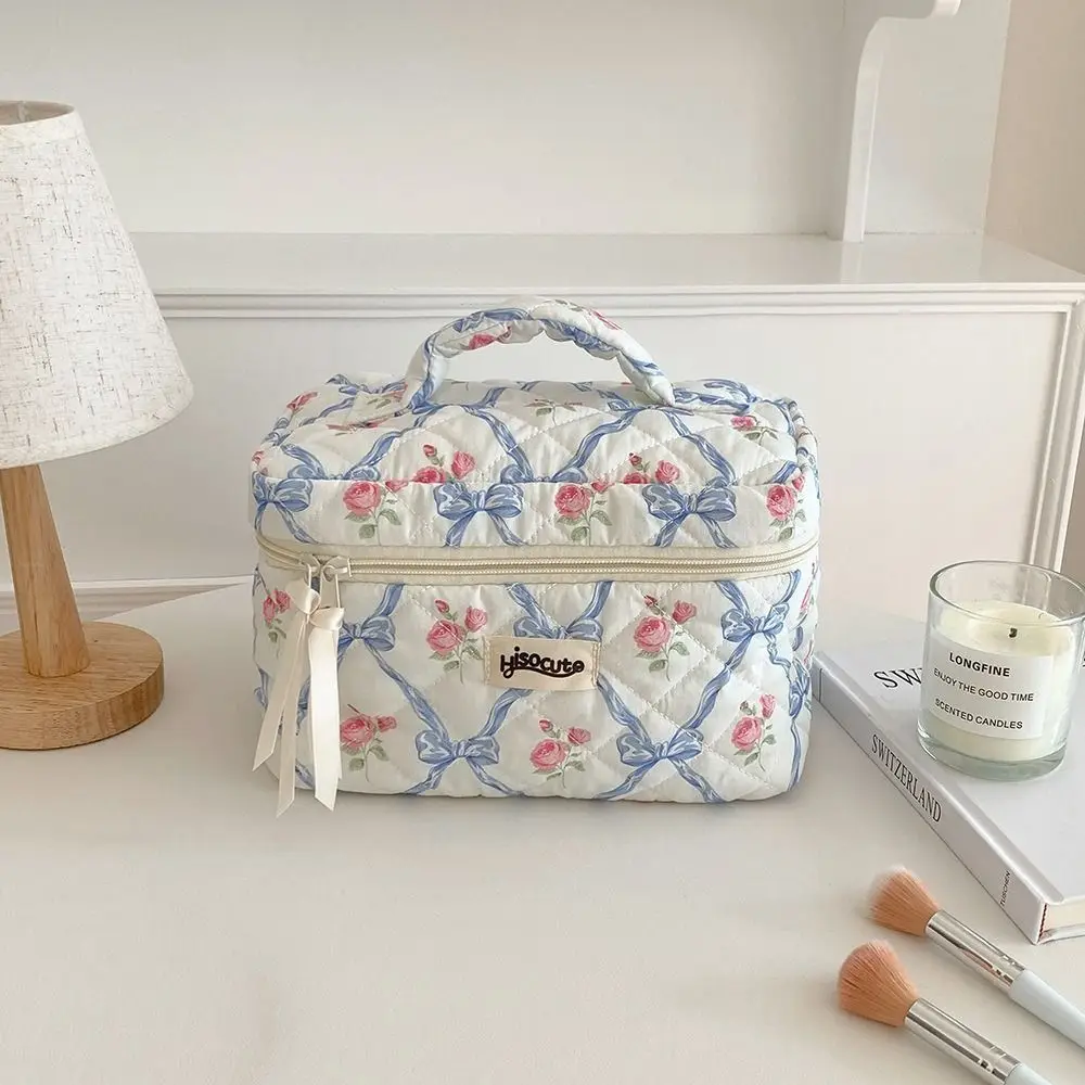 New Large Capacity Bow Makeup Bag Portable Wear-resistant Cosmetics Storage Bag Durable Multi-function Wash Bag Travel