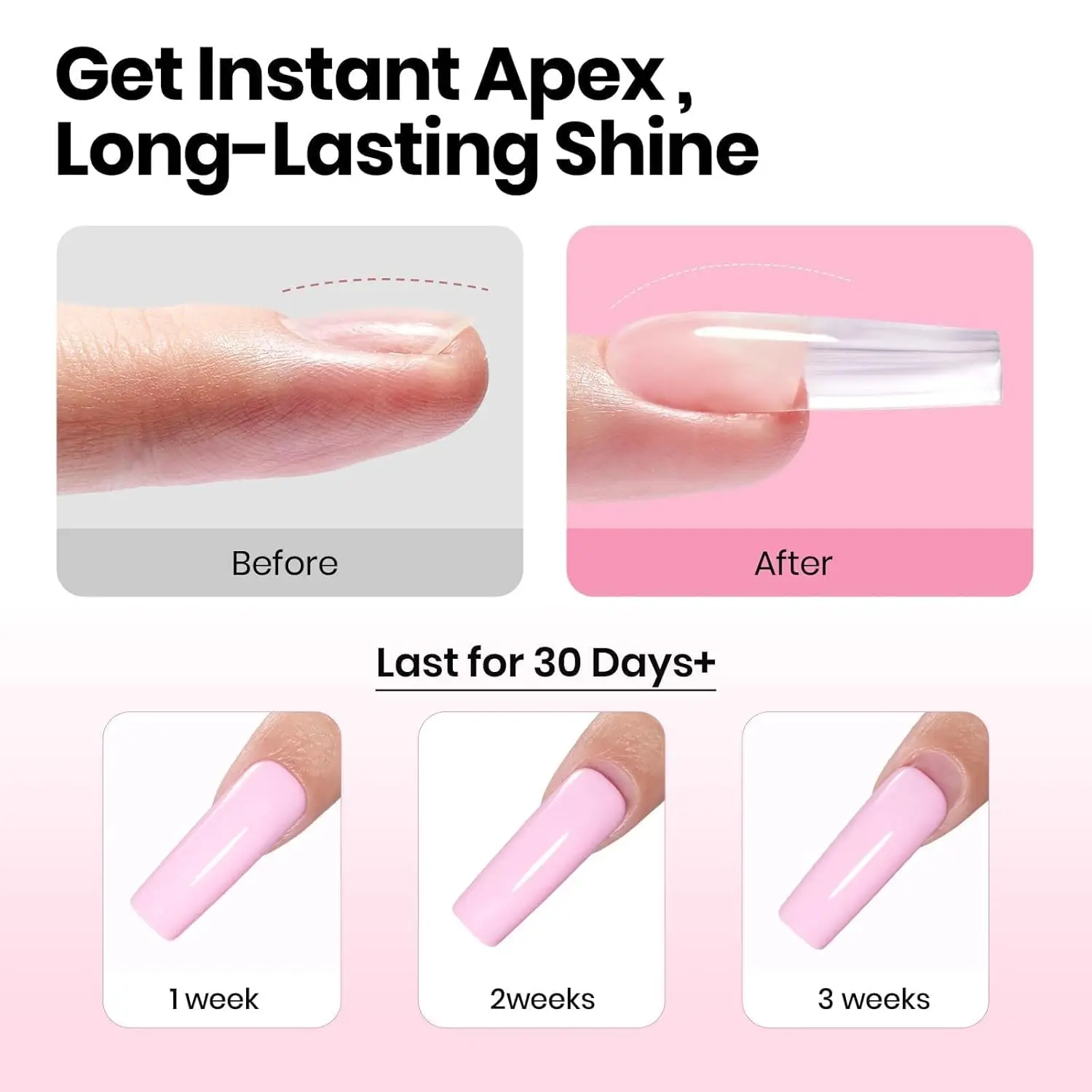 224pcs Square Long Nail Tips Kit with Glue, Dehydrator, Primer, Base & Top Coat, Mini UV Lamp for Salon-Quality Extensions