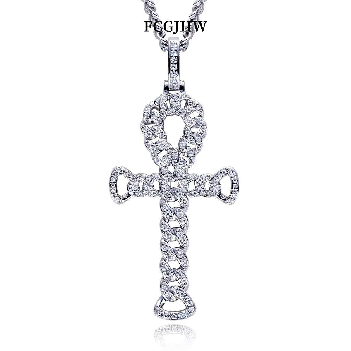 FCGJHW D Color Moissanite Intertwined Cross Pendant GRA S925 Sterling Silver Layered Necklace for Men New Age Dope Jewelry 2026