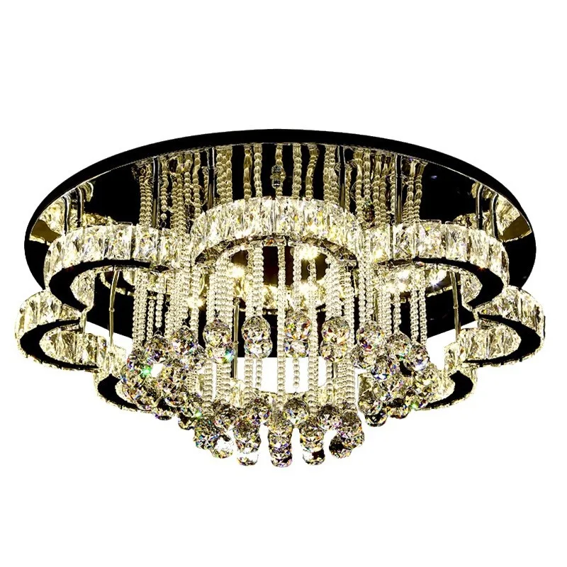 

Stainless steel crystal lamp Living room lamp Ceiling lamp Simple modern atmosphere