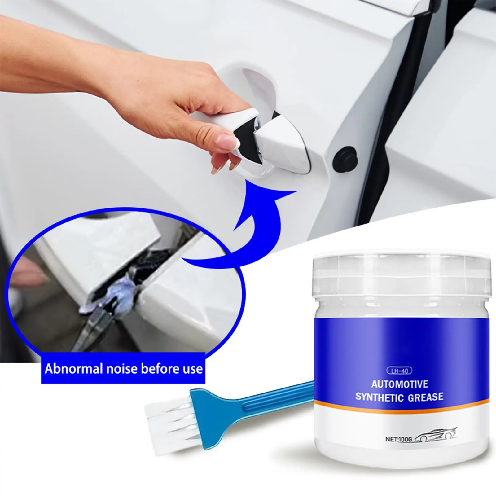 100g graxa lubrificante para pista de teto solar de carro, lubrificante para dobradiça de porta de veículo, engrenagem de manutenção mecânica, graxa de óleo antiferrugem para rolamento