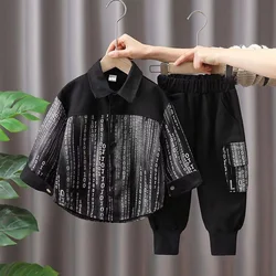 Autumn Baby Boy Lapel Clothes Set Kid Single Breasted Shirt Top And Pants 2 Pieces Suit Children Tie Dye Fashion Costume