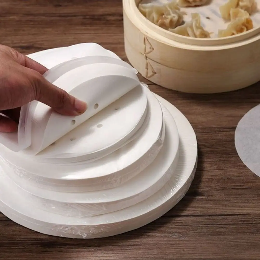 100Pcs Durable 4/5/6/7/8in Steamer Paper Disposable Round Buns Pastries Non-stick Paper Buns Pad Paper Kitchen Cooking Tools