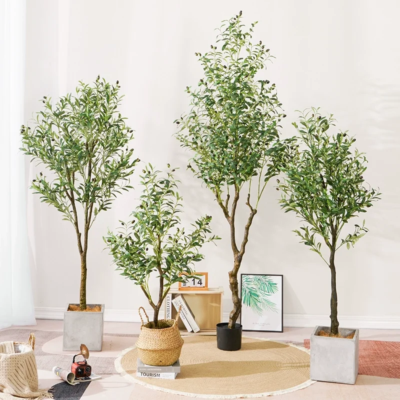 Large Olive Tree Artificial Plant Fake Olive Tree with Pot 60cm-240cm Tropical Silk Tree for Home Office Shop Party Decoration
