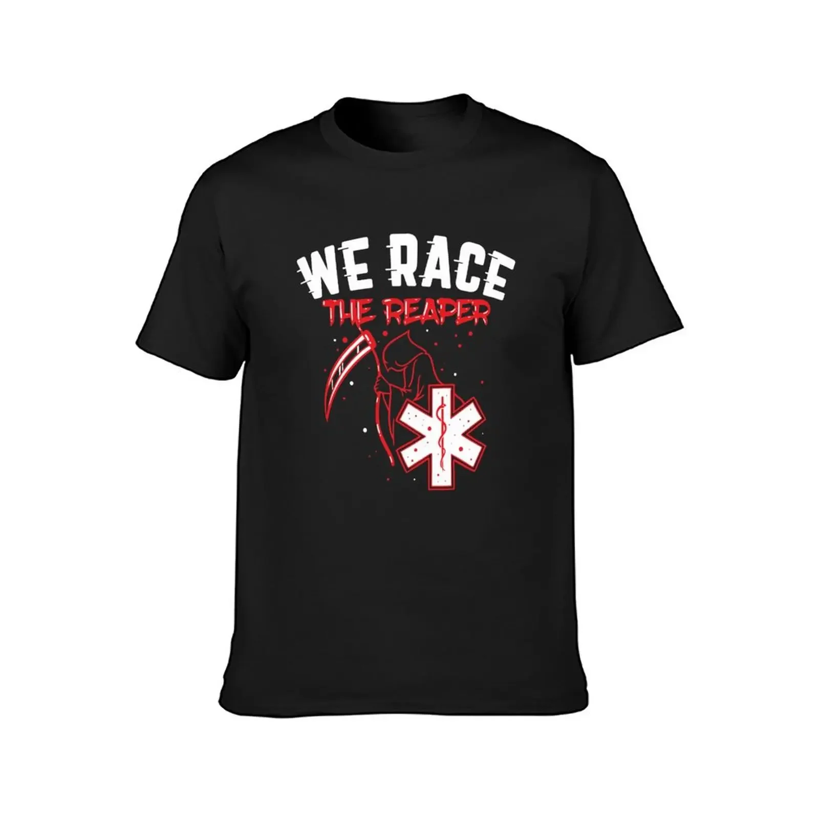 PARAMEDIC: We Race the Reaper T-Shirt plain graphic tee shirt t shirts for men cotton