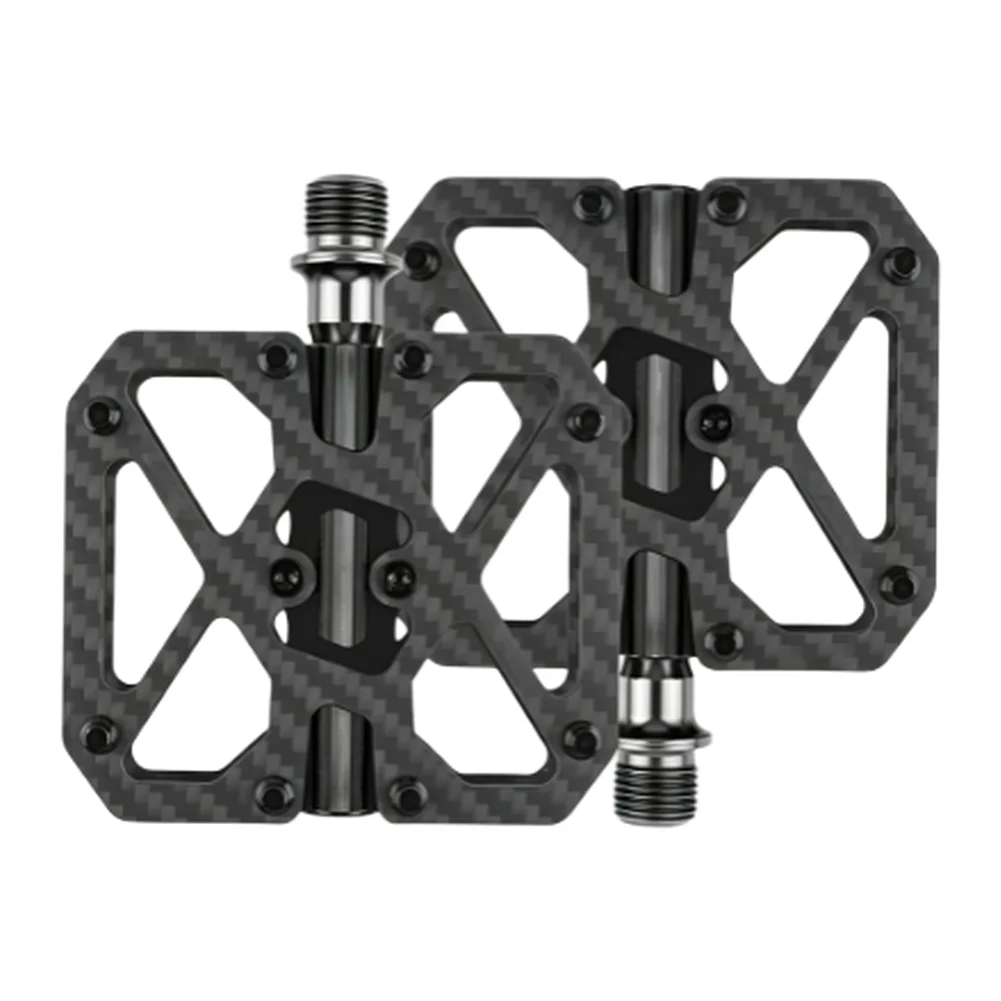 For Competitive Cycling Black Carbon Fiber Bike Pedals Bicycle Foot Pegs Smooth Power Transfer Reduced Riding Fatigue