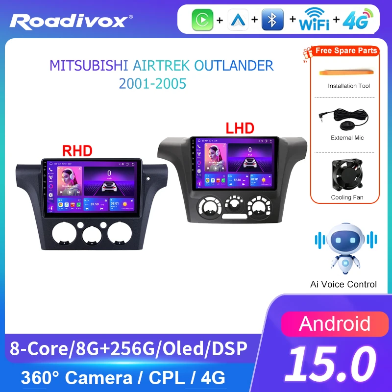 AI VOICE GPS Navigation Multimedia Player with Stereo Screen for MITSUBISHI AIRTREK OUTLANDER 2001-2005 featuring Video and Tape