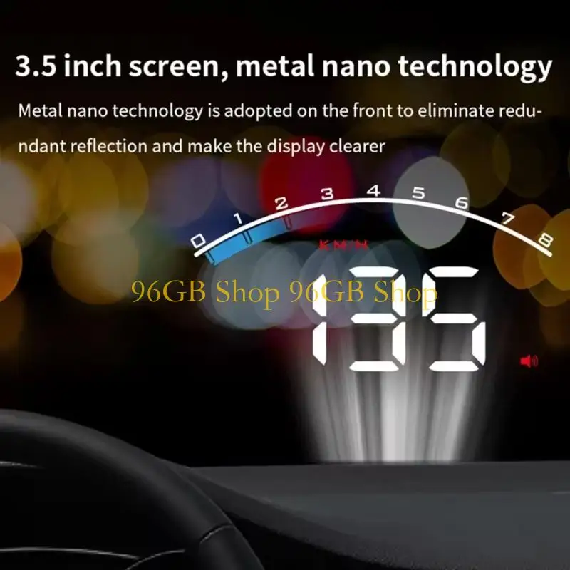 96GB Universal Auto Head Up Display Digital HUD Windshield Projector Speedometer For Day And Night Driving