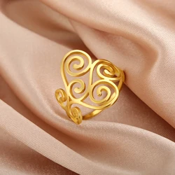 Skyrim Bohemian Filigree Ring Stainless Steel Gold Color Finger Rings 2024 Women Trendy Jewelry Wedding Band Mother's Day Gift