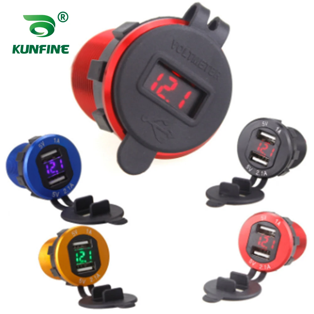 

Car Charger Dual USB 5V 3.1A With Voltmeter Alloy Red/Blue/Gold/Black
