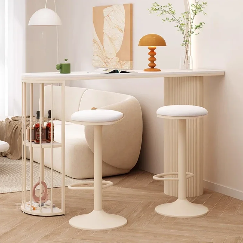 

Bar Counter Table Creamy Rock Board Home Living Room Partition Cabinet Modern Minimalist High Legged Mesa Alta Dining Table