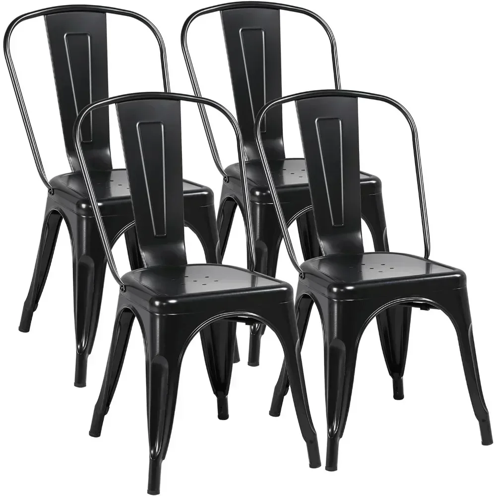 Iron Metal Dining Chairs Stackable Side Chairs Bar Chairs with Back Indoor/Outdoor Classic/Chic/Industrial