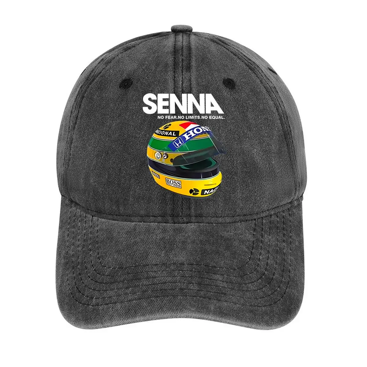 

Senna Racing - helmet Design Motorsport - themed, Honoring Ayrton Senna with His Racing Washed Baseball Cap