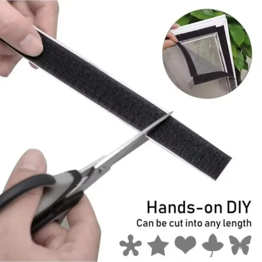 Self Adhesive Hook Loop Tape Fastener Car Mats Curtains Screens Storage Organization Nylon Household Use