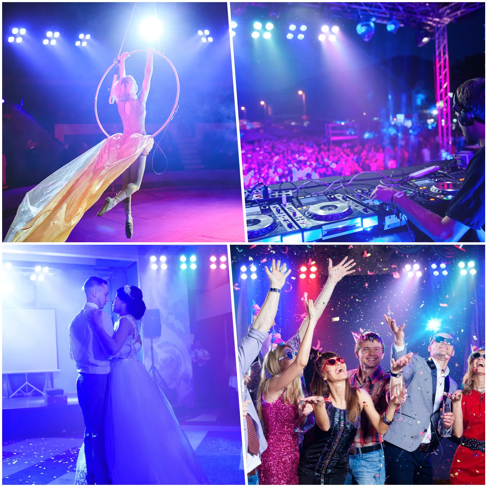 U'King 4PCS/8PCS 4x18W LED RGBWA + UV Par Luce Wireless APP Controllo LED Par Luce DMX Batteria incorporata Luce da palco per DJ Party