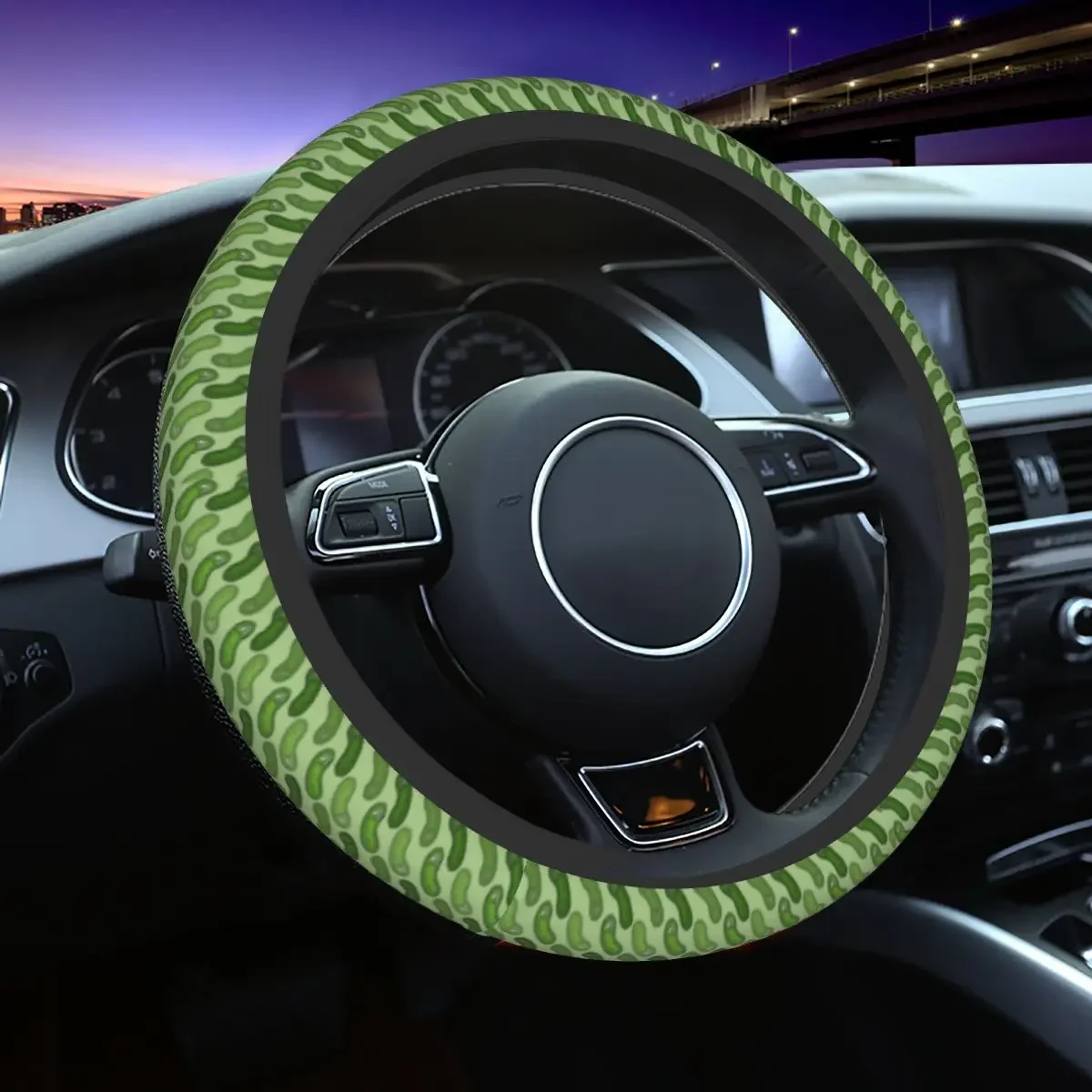 Funda para volante de coche, accesorios coloridos con dibujos animados de pepinillo, Rick