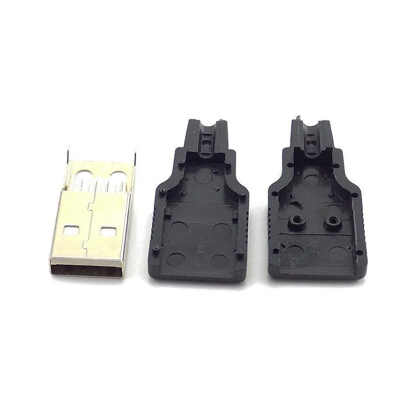 5/10pcs 4 Pin USB 2.0 Type A Male Socket plug Connector adapter With Black Plastic Cover Solder Type DIY Connector D5