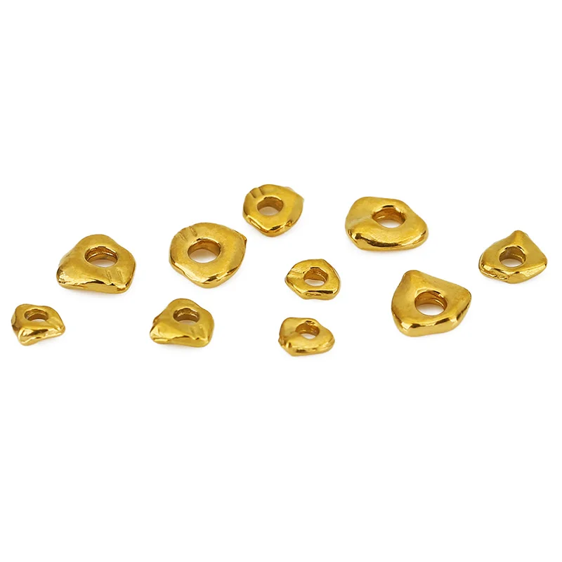 20pcs PVD Irregular 3 4 5 mm Stainless Steel Beads Never Fade Necklace Findings Bracelet Spacer Beads For DIY Jewelry Making