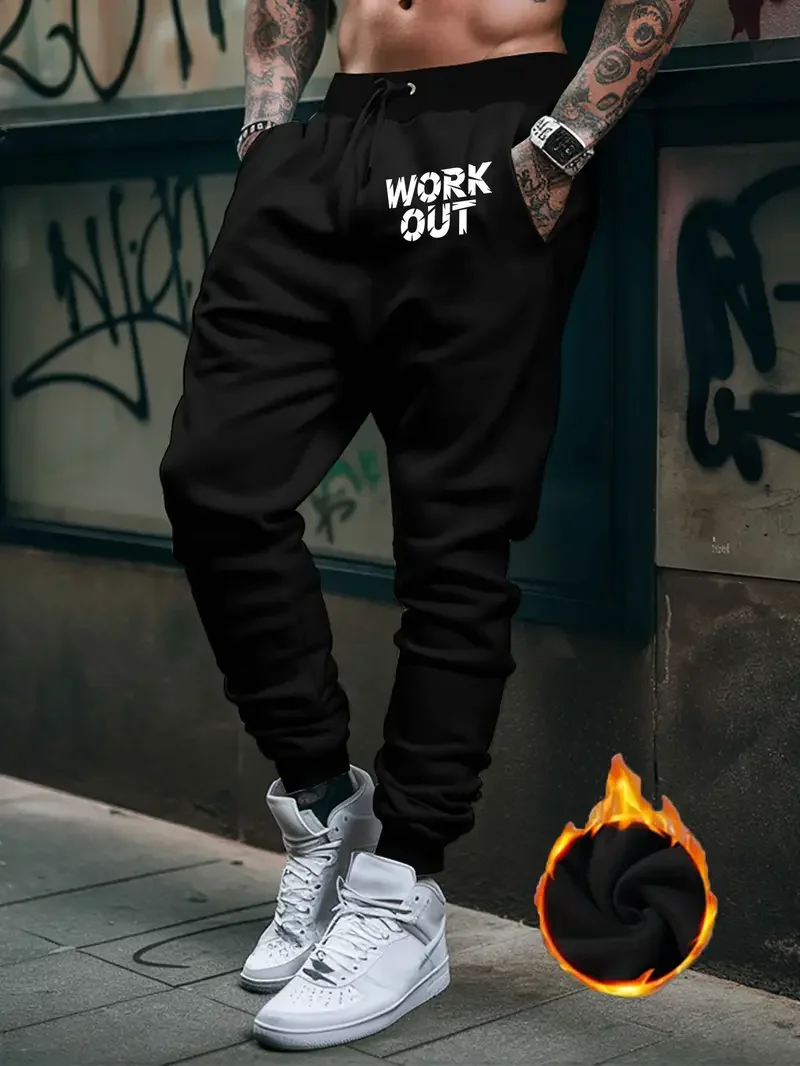 

2025 мужские флисовые джоггеры, повседневные спортивные штаны с эластичной резинкой на талии и карманами, зауженные спортивные штаны для повседневного спорта