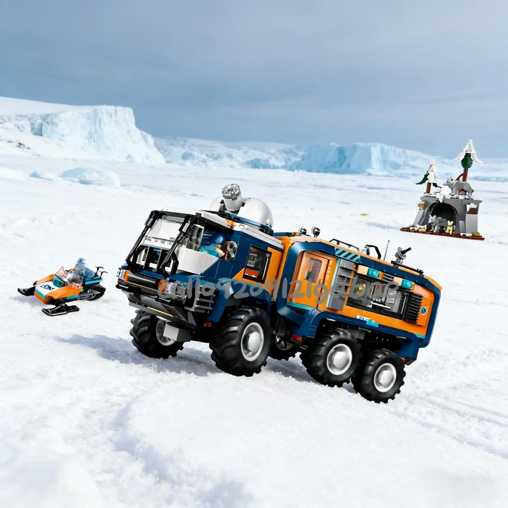 

1064 pieces of DIY Urban Arctic Explorer Science Laboratory truck, assembly kit birthday Christmas set building block toy g