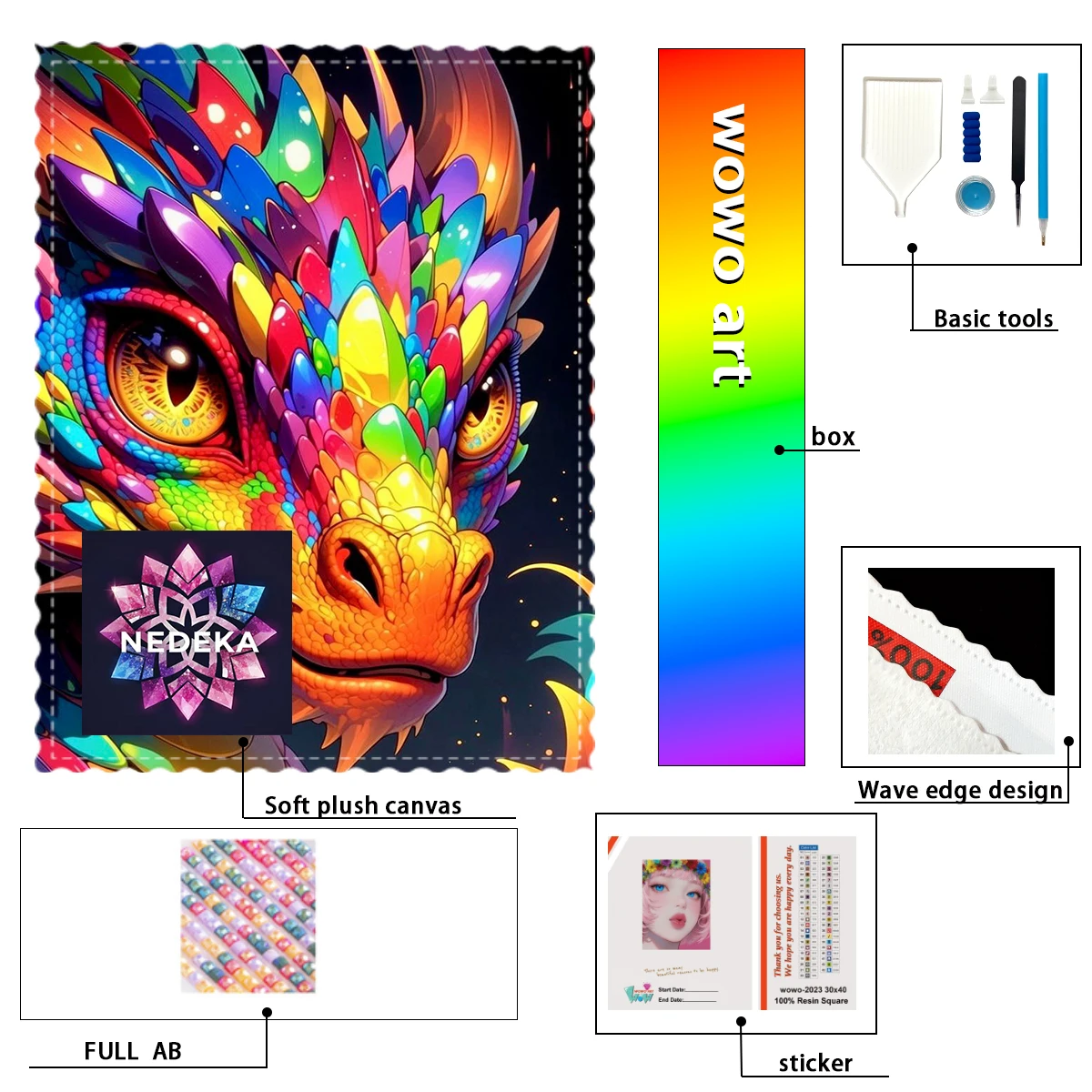 

【NEDEKA_ Diamond Art】Dragon de color FULL AB Rhinestone Perfect Resin Diamond