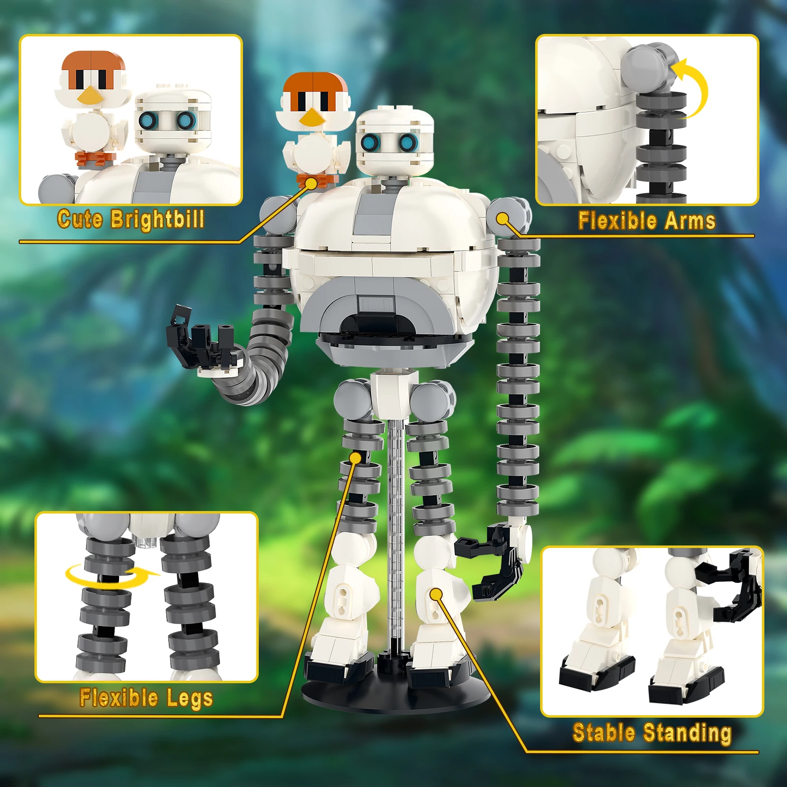 Juego de construcción de Robot Wildarness Roz y Brightbill, figura de acción de Robot, Kit de juguete de construcción de modelo bonito de dibujos animados para fanáticos de las películas, 365 Uds.