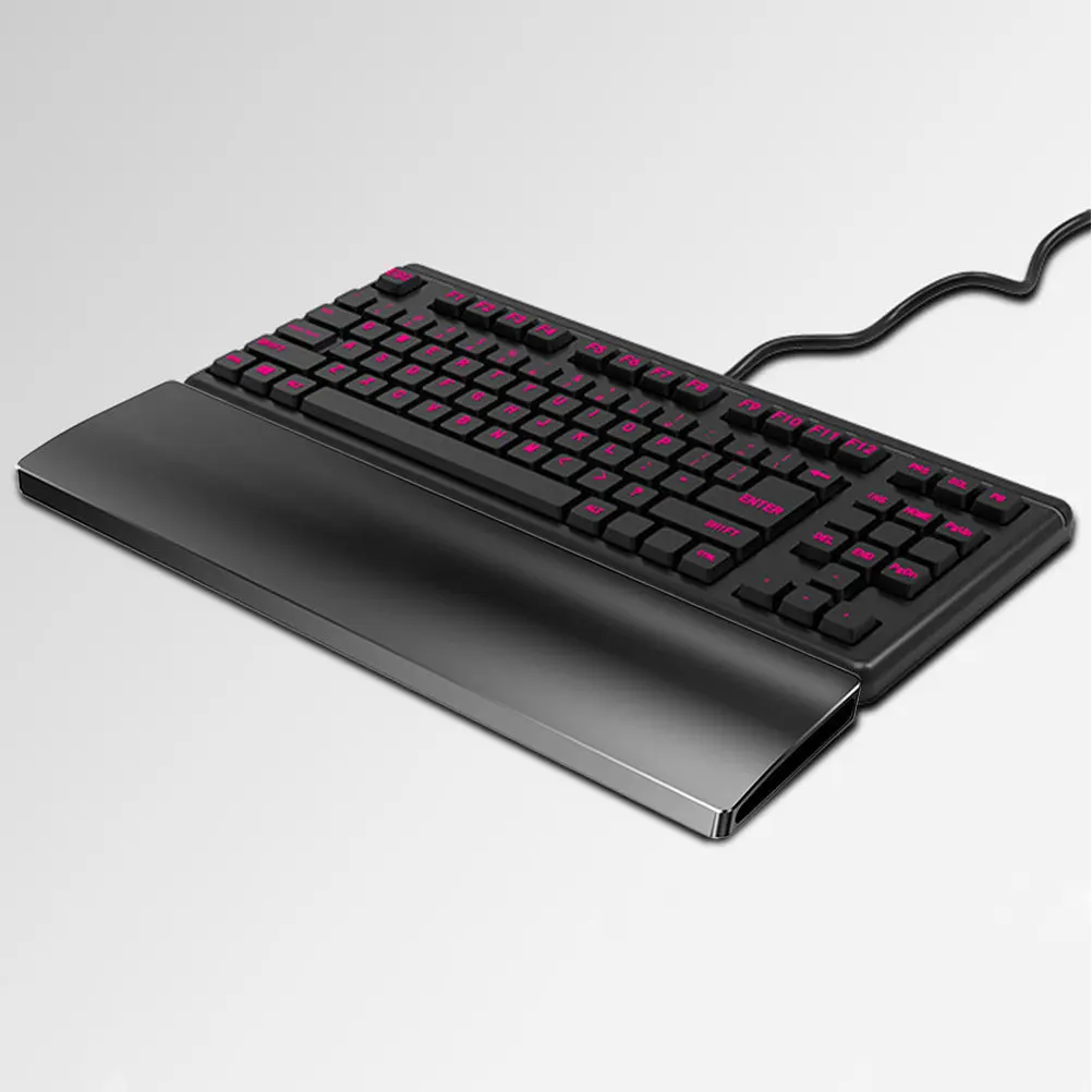 Ergonomic Aluminum Keyboard Wrist Rest for Mechanical Keyboards 87 Keys Smooth Palm Support Non-Slide Silicone Base Heavy Duty