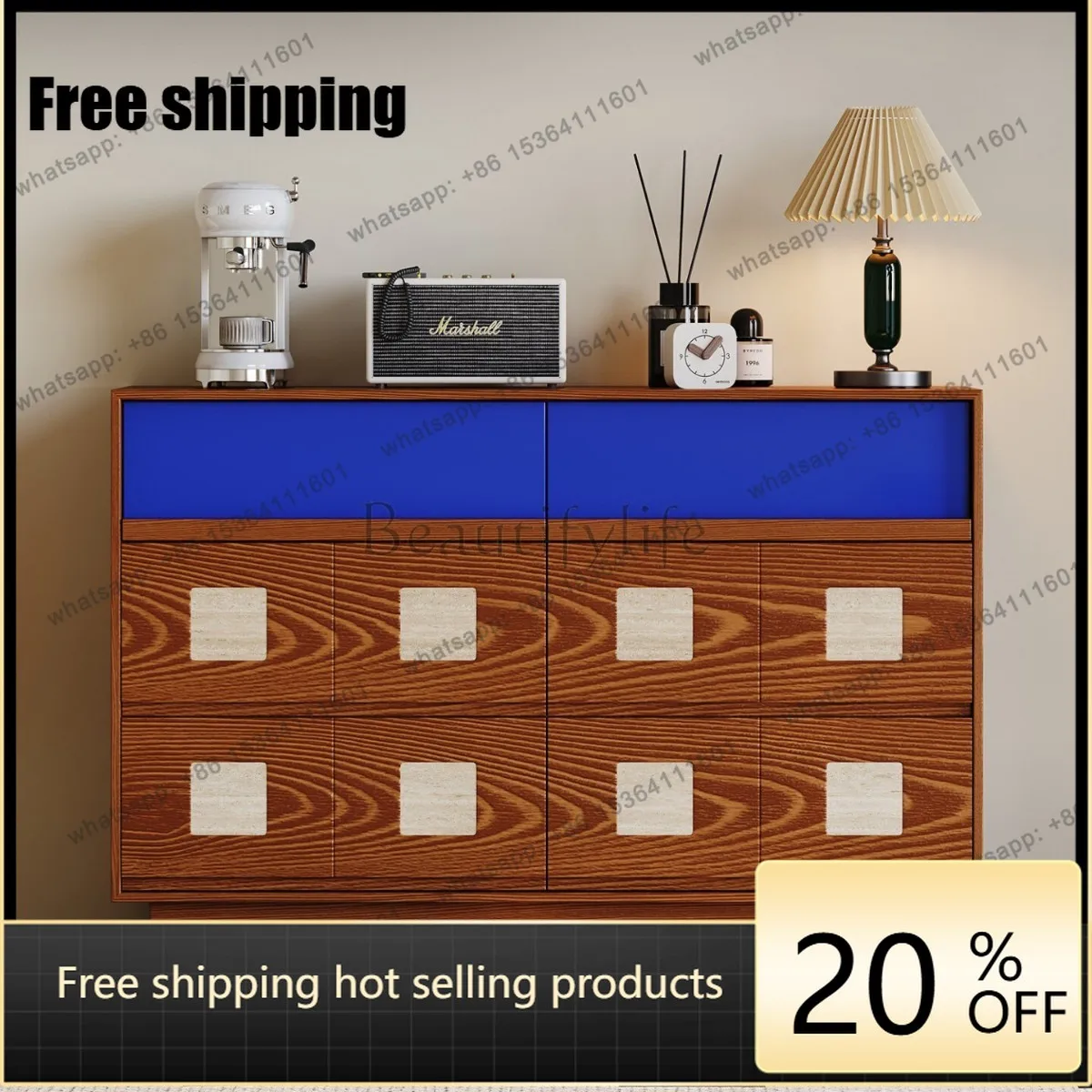 Living room household medieval style solid wood bedroom locker light luxury high-end storage cabinet
