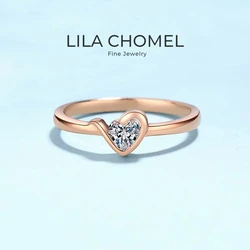 Daughter Birthday Gift 18K Rose Gold Rings Women Wedding Heart Style Fine Jewelry Moissanite Diamond 0.3ct Girl Engagement Ring