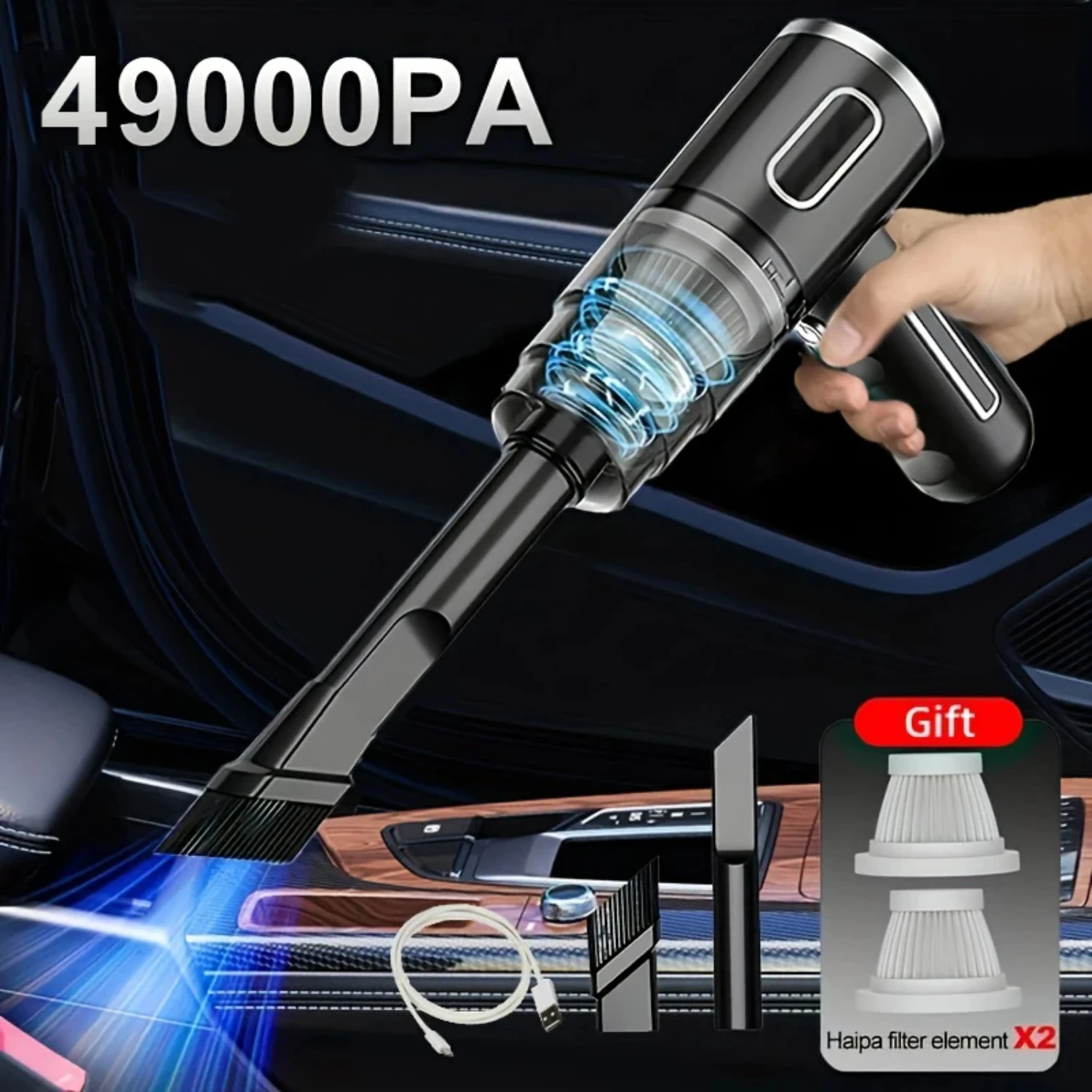 Efficient and Portable Mini Cordless Handheld Car Vacuum Cleaner - Dual-Use Wireless Appliance Ideal for Effortlessly Reaching E