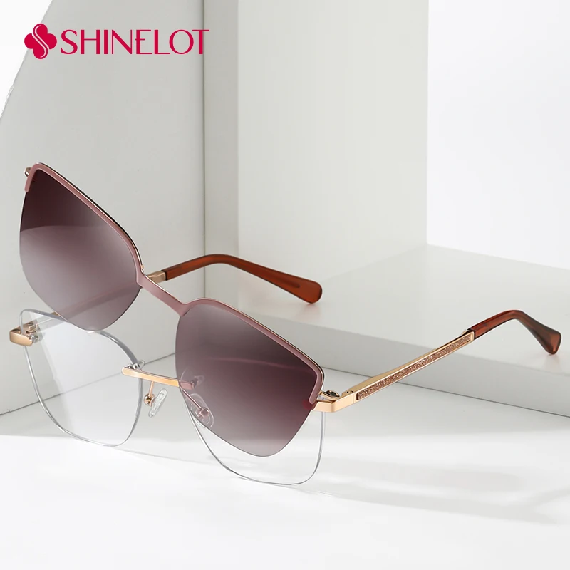 

85017 Classic Clip on Sunglasses Polarized Magnetic Sun Glasses Woman Shades Eye Protection Rimless Eyewear Outdoor Equipment