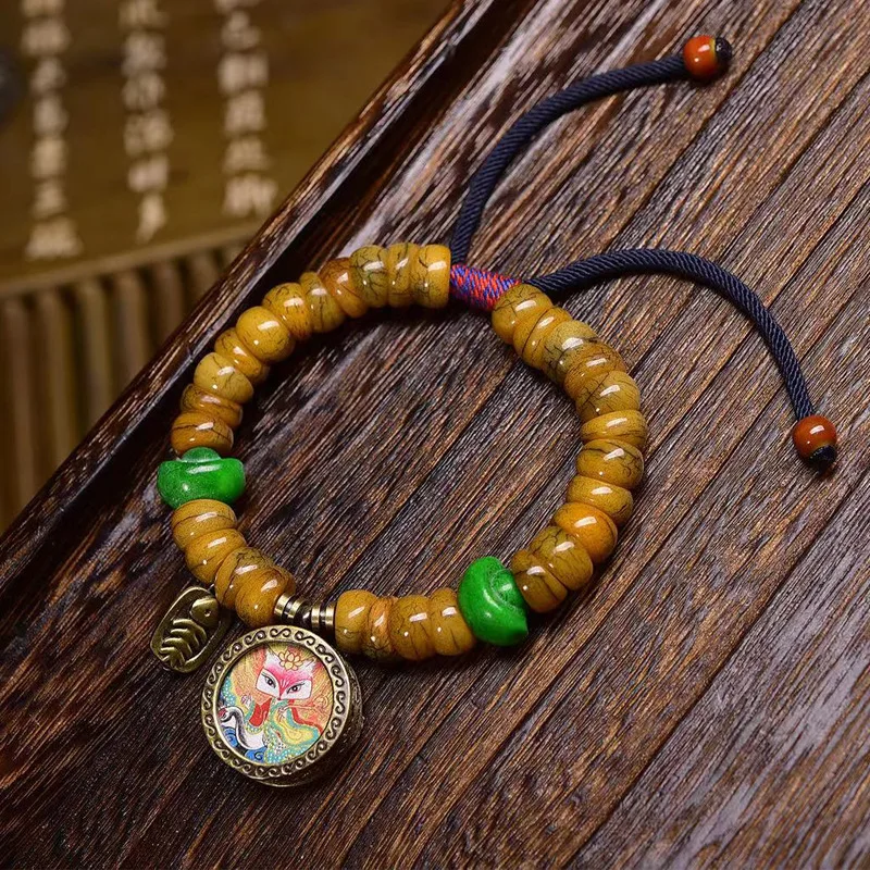 Backflow Large Intestine Single Circle Small Thangka Pendant Copper Clip Accessory Adjustable Bracelet