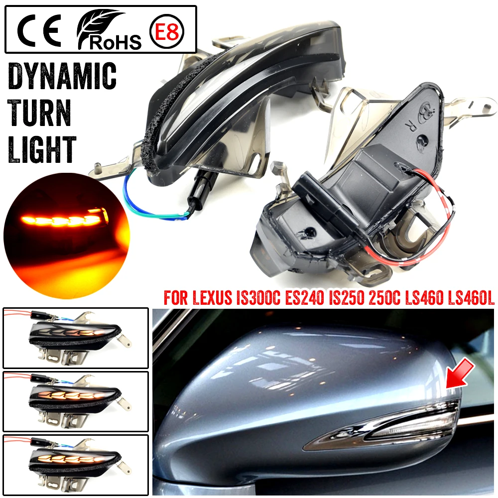 2pcs Dynamic Turn Signal LED Light Side Mirror Indicator For Lexus CT 200h ES 250 300h 350 IS 200t 250 300 350 LS 460