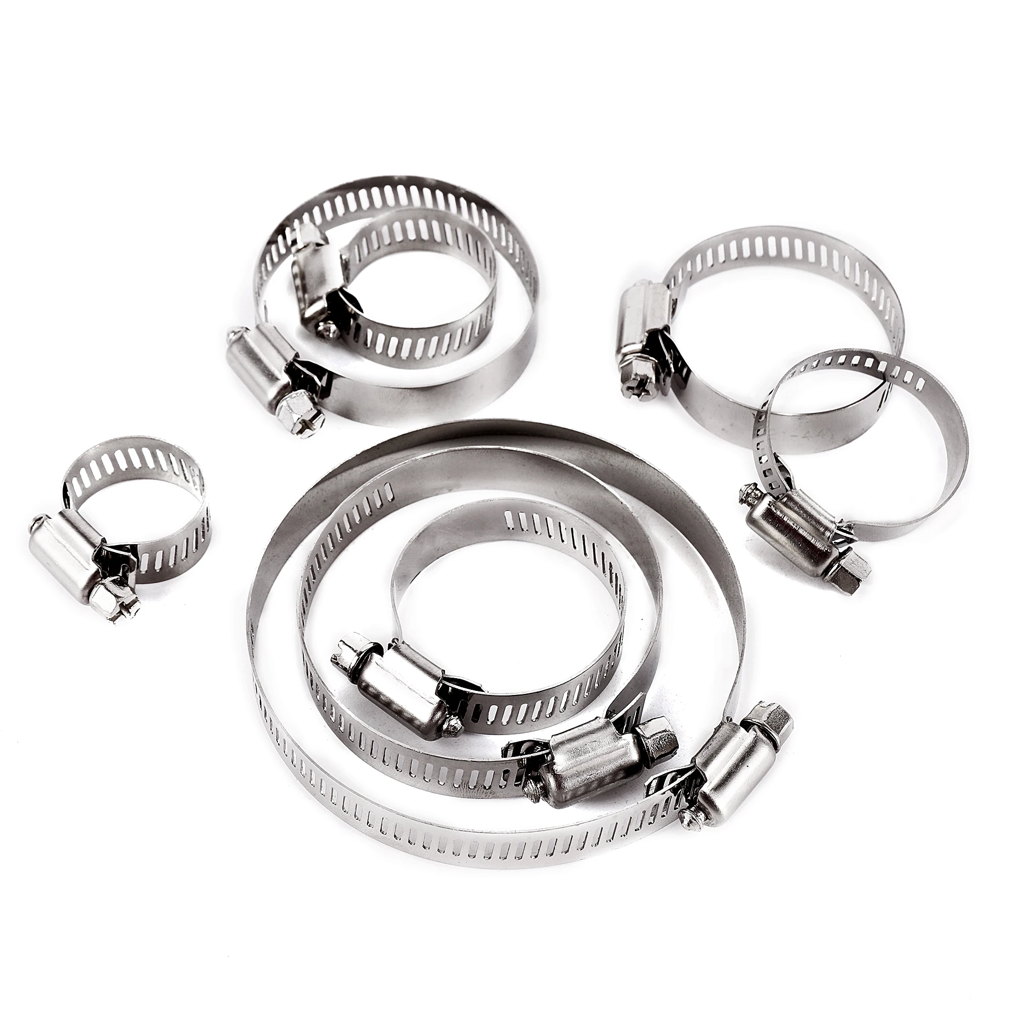 1Pc 13mm-311mm 201Stainles Steel Drive Hose Clamp Fuel Tube Water Pipe Fastener Worm Size Fixed Clip Hoop Hose Clamp Spring Hoop