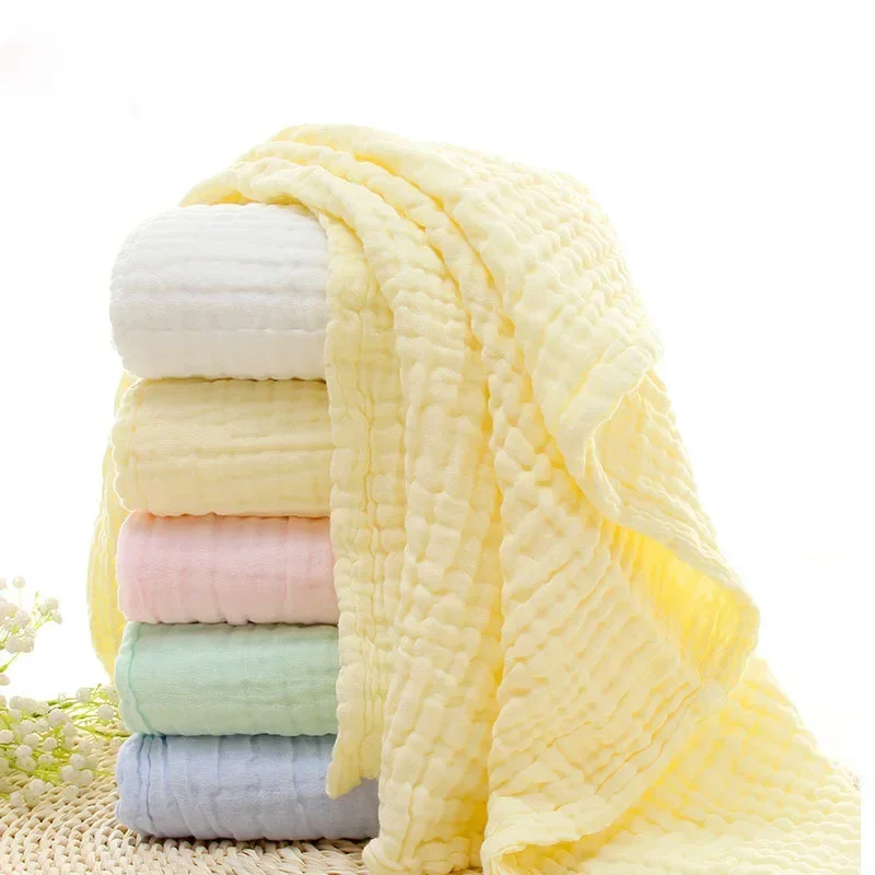 6 Layers 105*105cm Pure Cotton Bubble Muslin Blanket Infant Gauze Bath Towel Baby Receiving Blanket Kids Swaddle Bedding