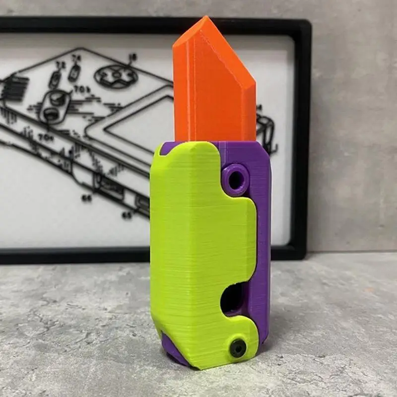 2023 NEW Explosive 3D Gravity Knife Carrot Knife Decom pression Push Card Small Toy 3D Printing Gravity Knife Carrot Knife Toys