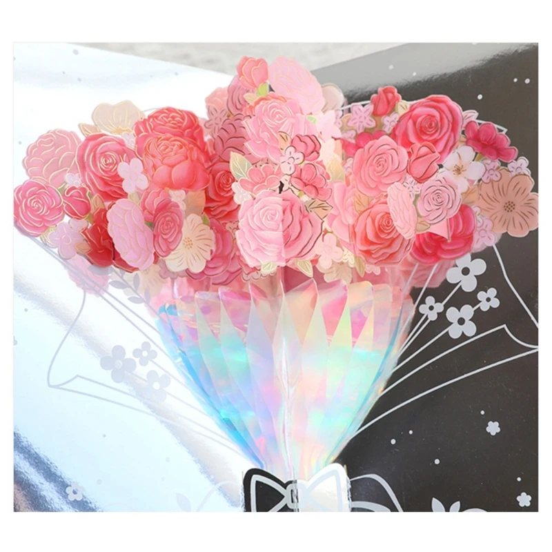 Biglietto per anniversari matrimonio con rose 3D Biglietto auguri creativo con lettera benedizione delle rose Dropship