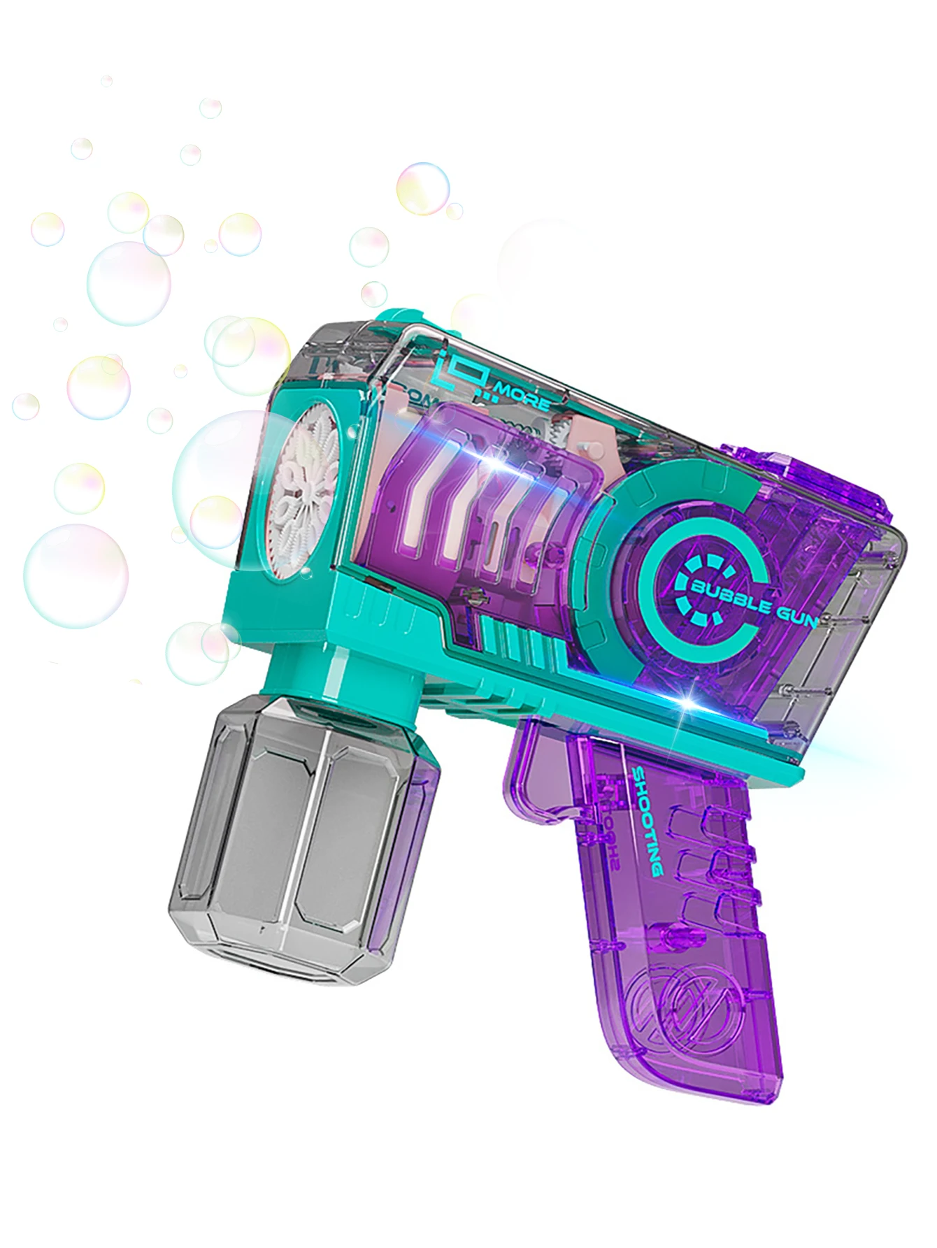 لعبة مسدس الفقاعات الأوتوماتيكية للأطفال مع إضاءة رائعة، 10 فتحات للفقاعات، يمكن أن تنجله أكثر من 10000 فقاعات في الدقيقة #1