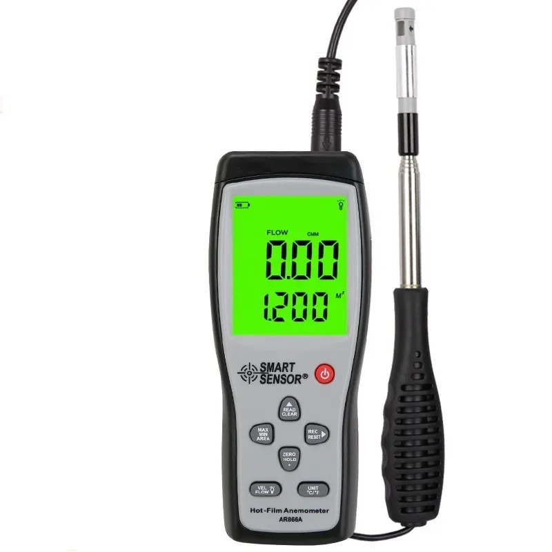 Hot Sale Digital Hot Film Anemometer Wind Speed Meter Air Velocity Wth Temperature Measurement 40M/S Data Hold to PC Via USB