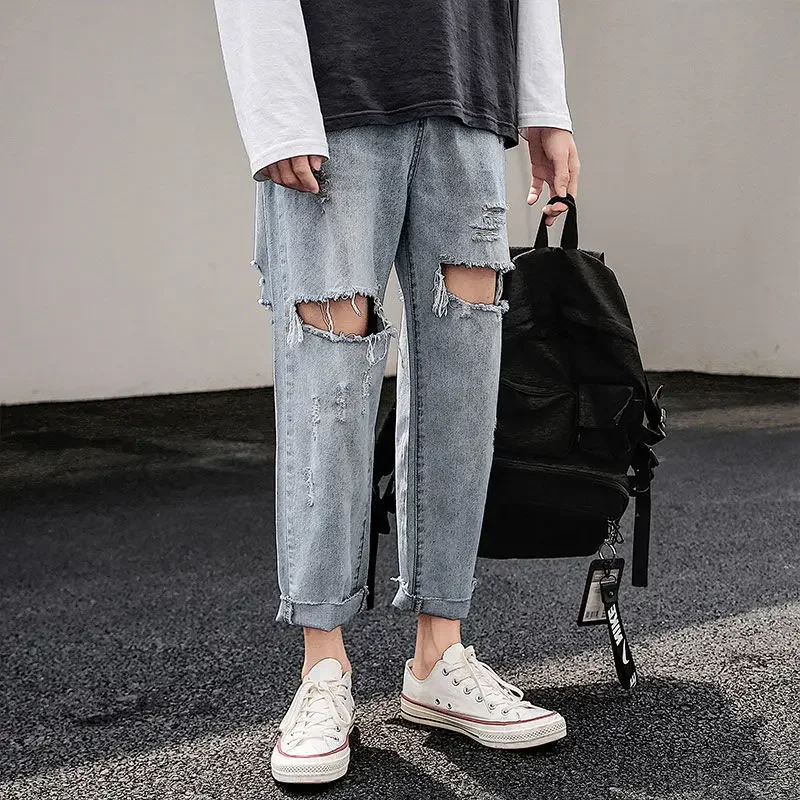 

Straight Jeans for Men Cotton Casual Y2k Trousers Streetwear Designer Retro Stacked 2025 Korean Autumn Stylish Man Cowboy Pants