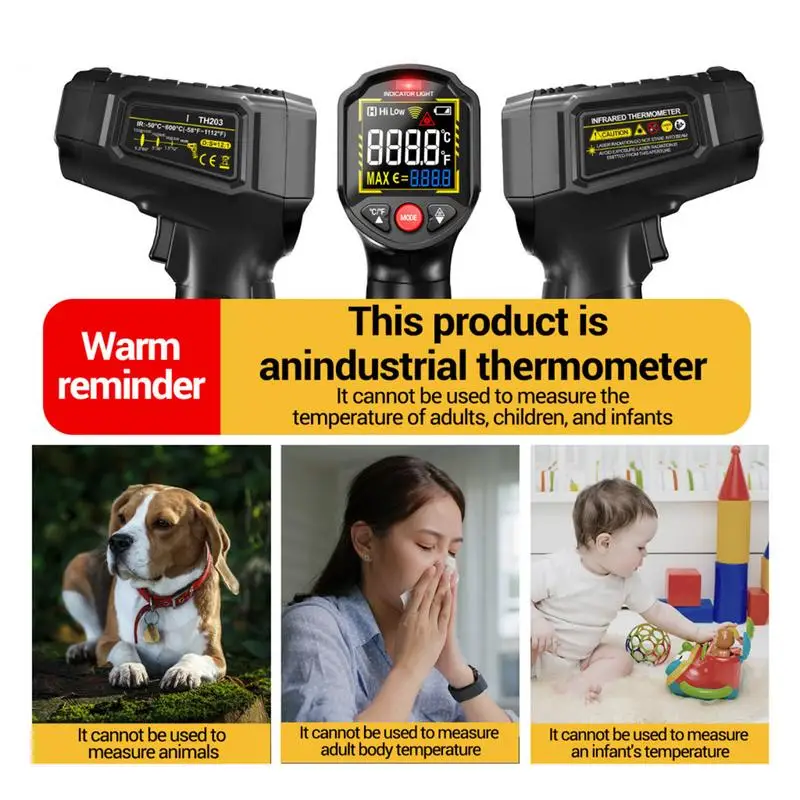 Industrial Temperature Meter Non-Touch Digital Temperature Gauge No Touch Temperature Gauge Digital High Temp Gauge -50600