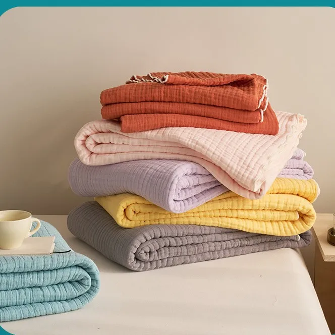 Cotton Six-Layer Gauze Cover Blanket For Children And Adults Pure Cotton Knitted Seersucker Thin Blanket Sofa Nap Leisure Blanke